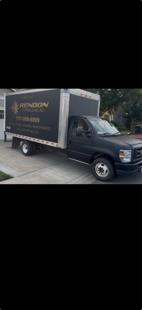 Rendon Heating & Air box truck serving Solano, Napa, Yolo, Sacramento and Contra Costa counties