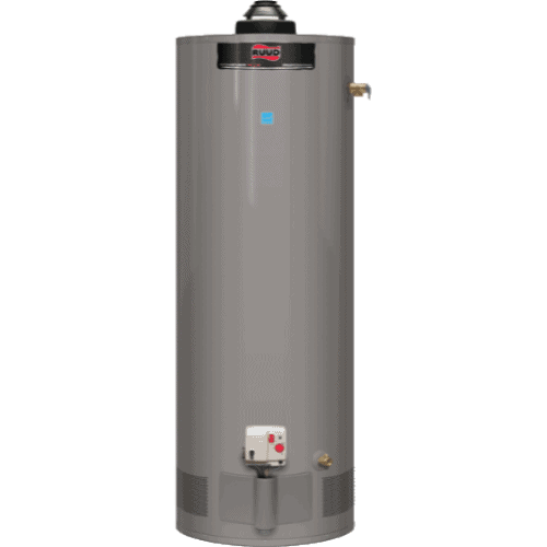 Ruud Powered Damper Achiever Plus Series Gas Water Heater.