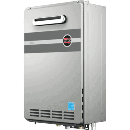 Ruud Ultra™ 9.0 GPM Outdoor Tankless Gas Water Heater.