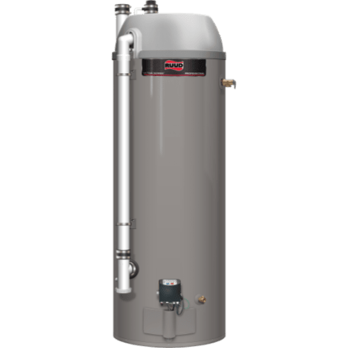Ruud High Efficiency Condensing Power Direct Vent Gas Water Heater.